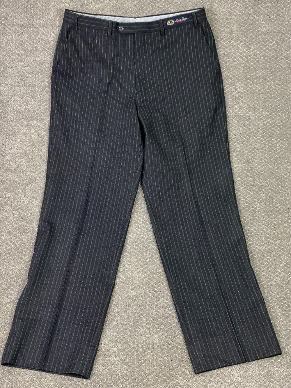 Dei Davico Flannel Wool Dress Pants Slacks Mens 38x32 Charcoal Gray Pinstripe